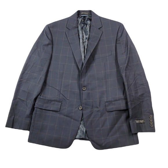Lauren Ralph Lauren Suit Jacket Mens‎ 40R 40 Navy Blue Windowpane Ultraflex $450